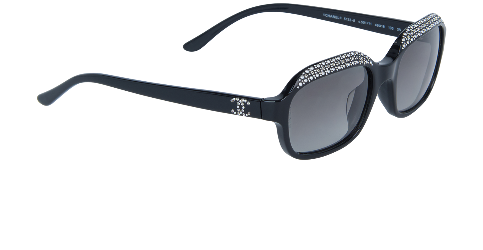 Vintage Chanel Sunglasses CH5133B 501111 49mm Black W Crystals/Grey Gradient Lens - image 3