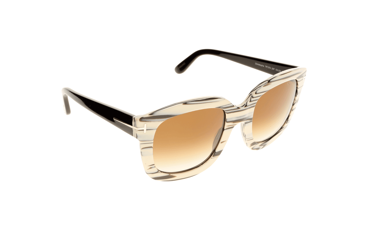Tom Ford TF0279 25F 53mm Sunglasses Ivory-Black / Brown Gradient Lens