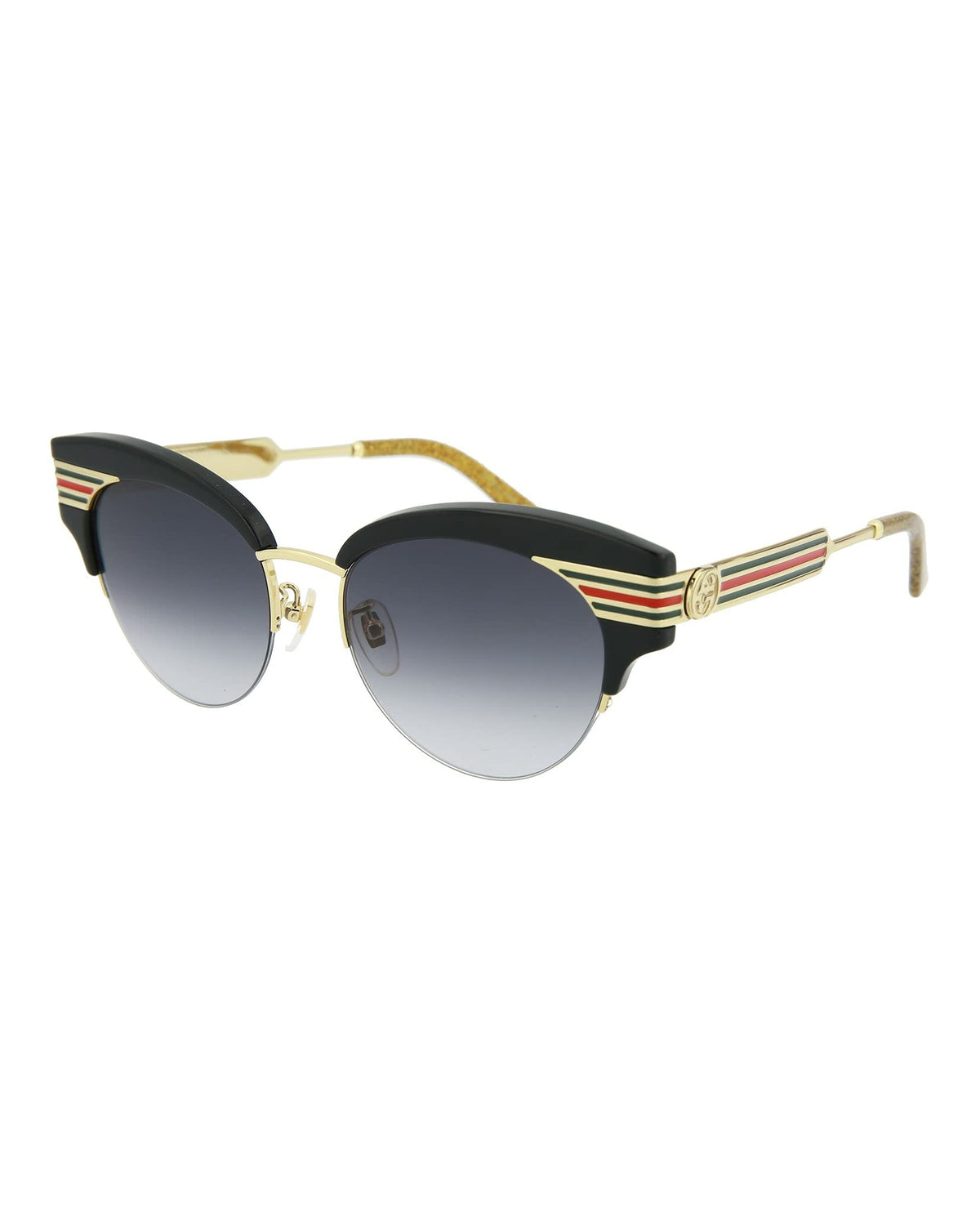 Gucci Sunglasses GG0283S 001 53mm Black Gold / Grey Gradient Lens