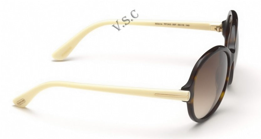 Tom Ford Milena Sunglasses TF343 56F 59mm Havana Ivory / Brown Gradient Lens