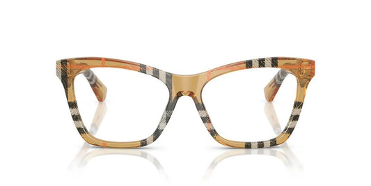 Burberry BE2416 4146 Eyeglasses 54mm Check Sand / Clear Demo Lens