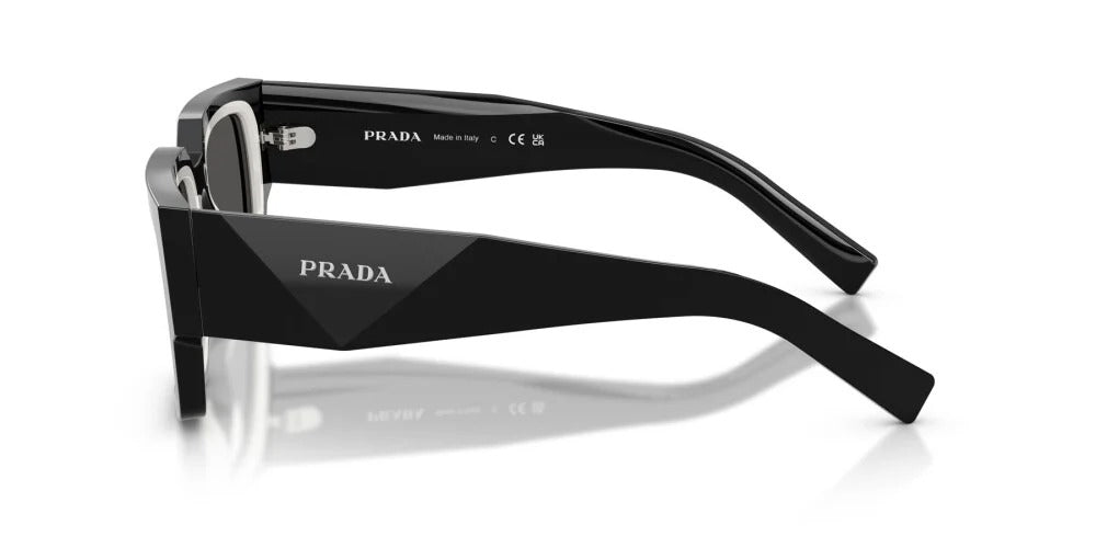 Prada PR B17S 16K08Z Sunglasses 54mm Black Talc / Dark Grey Solid Lens