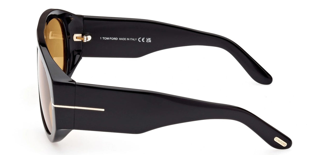 Tom Ford Bronson Sunglasses FT1044S 01E 60mm Shiny Black / Brown Lens