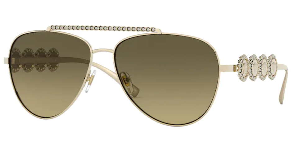 Versace Sunglasses VE2219B 1252G9 59mm Pale Gold / Brown Gradient Grey Lens