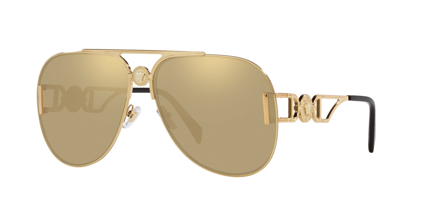 Versace Sunglasses VE2255 100203 63mm Gold / Clear Mirror Real Yellow Gold Lens