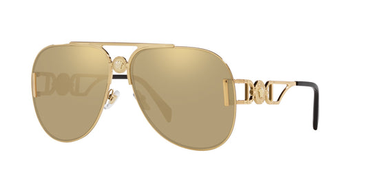 Versace Sunglasses VE2255 100203 63mm Gold / Clear Mirror Real Yellow Gold Lens