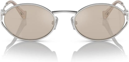 Miu Miu MU52YS 1BC10F Oval Sunglasses 54mm Silver / Pale Gold Lens