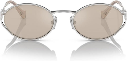 Miu Miu MU52YS 1BC10F Oval Sunglasses 54mm Silver / Pale Gold Lens