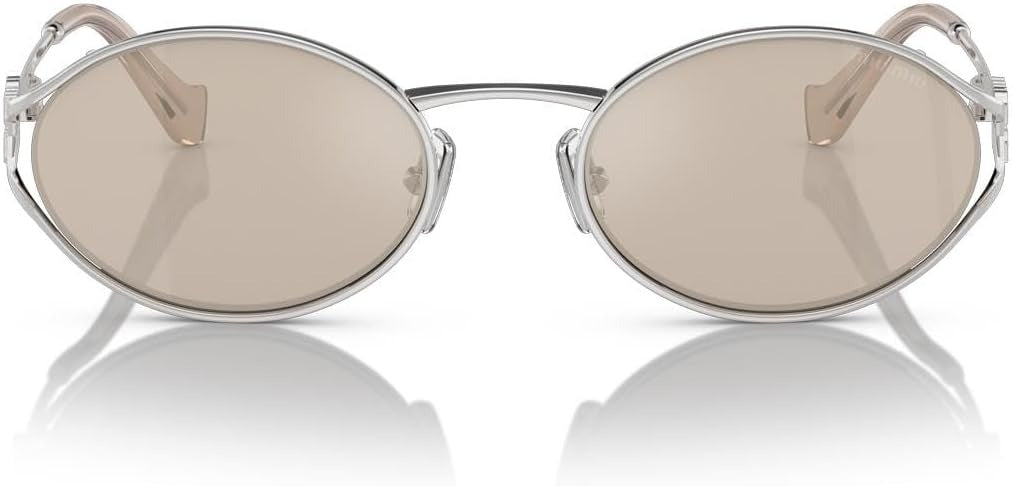 Miu Miu MU52YS 1BC10F Oval Sunglasses 54mm Silver / Pale Gold Lens