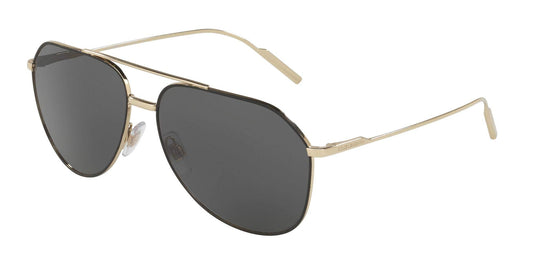 Dolce & Gabbana Sunglasses DG2166 130587 61mm Matte Black Pale Gold / Dark Grey