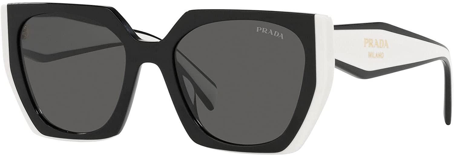 Prada PR 15WS 09Q5S0 Black/Talc Plastic Rectangle Sunglasses Grey Lens Prada PR 15WS Black 09Q5S0 Sunglasses for Women main image 2