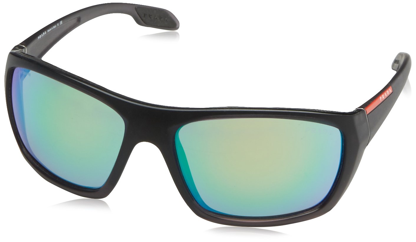 Prada Sport Sunglasses PS01OS NAR1M2 61mm Matte Grey / Green Mirror Lens