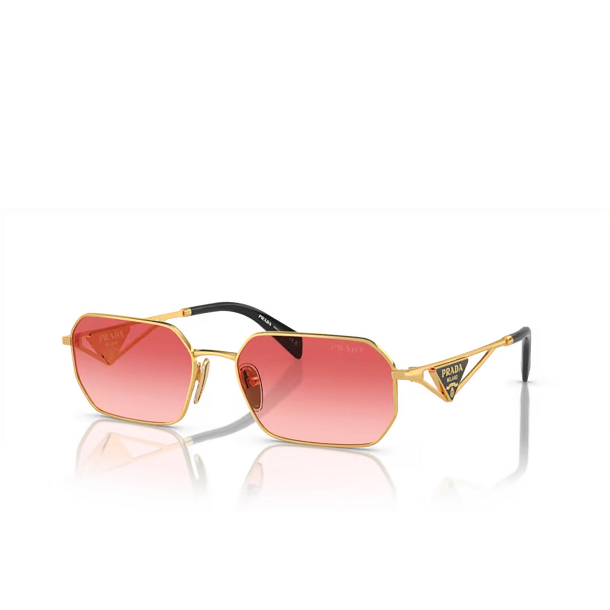 Prada Sunglasses PRA51S 5AK40C 58mm Gold / Pink Gradient Red Lens