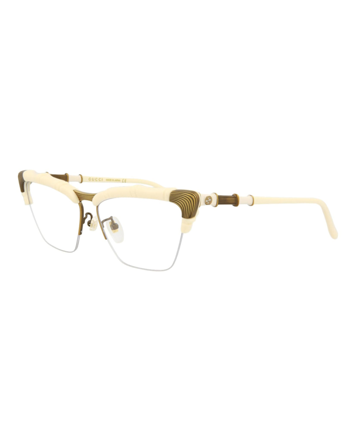 Gucci Eyeglasses GG0660O-002 Ivory Antique Gold / Demo Lens