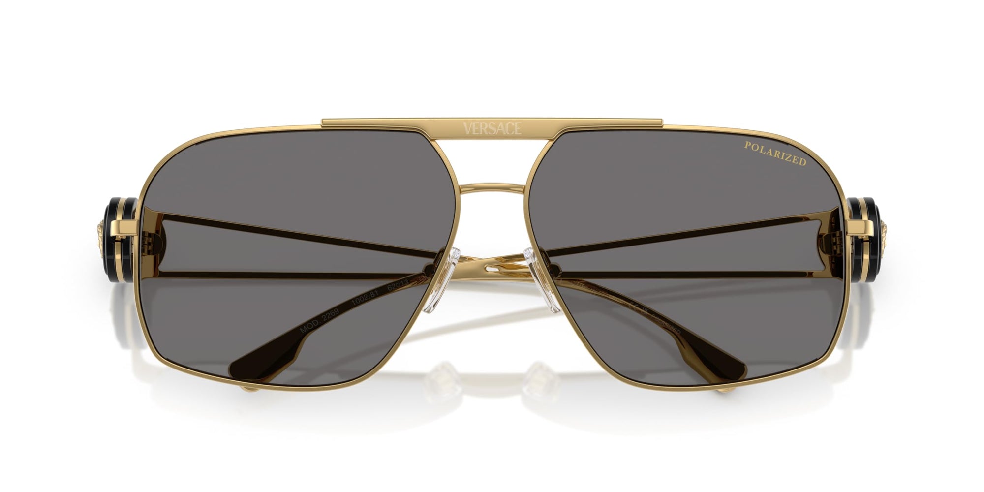 Versace Sunglasses VE2269 100281 62mm Gold / Dark Grey Polarized Lens