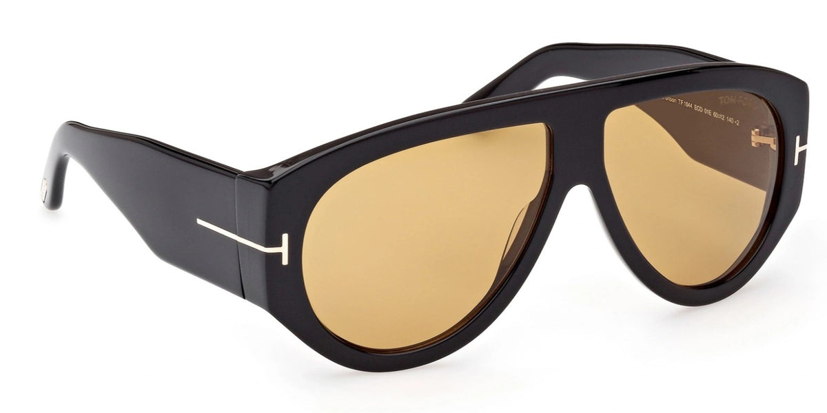 Tom Ford Bronson Sunglasses FT1044S 01E 60mm Shiny Black / Brown Lens