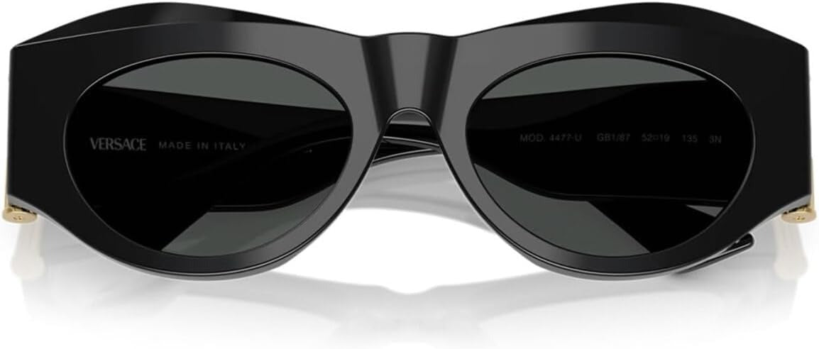 Versace VE4477U GB1/87 Oval Sunglasses 52mm Black / Dark Grey Lens
