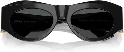 Versace VE4477U GB1/87 Oval Sunglasses 52mm Black / Dark Grey Lens