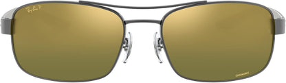 Ray-Ban RB8318CH 0046O Sunglasses Gunmetal/Green Mirror Gold Gradient Polarized