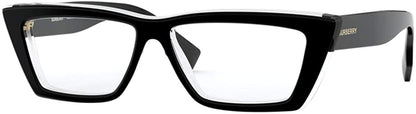 Burberry Eyeglasses BE2305 3809 55mm Top Black on Transparent / Demo Lens