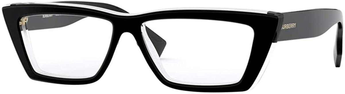 Burberry Eyeglasses BE2305 3809 55mm Top Black on Transparent / Demo Lens