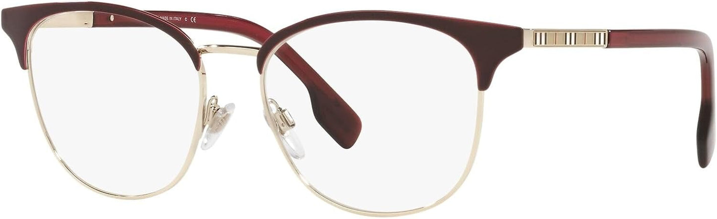 Burberry BE1355 1319 Eyeglasses 52mm Light Gold Bordeaux / Clear Demo Lens