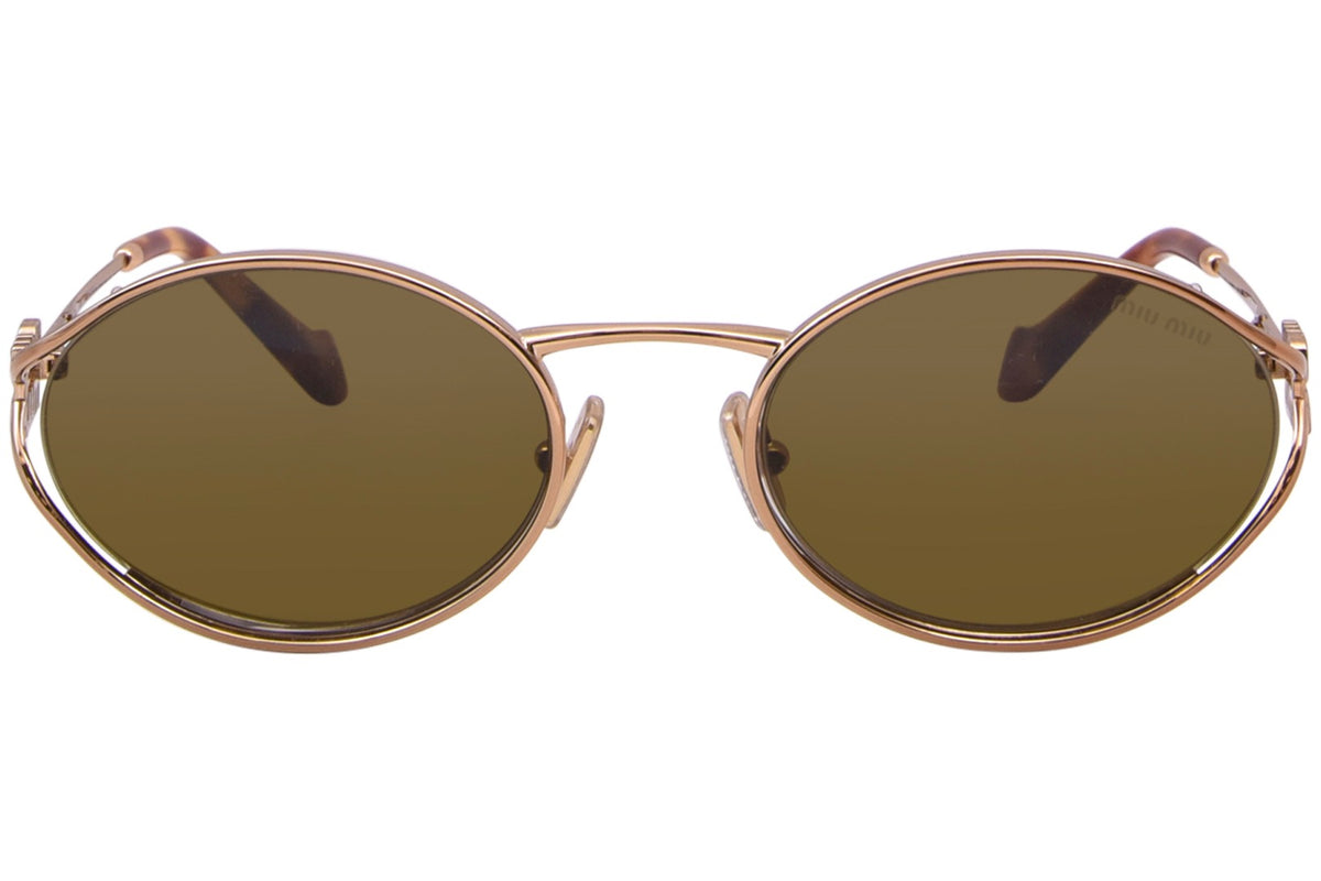 Miu Miu MU52YS 7OE01T Sunglasses 54mm Brass Gold / Dark Brown Lens