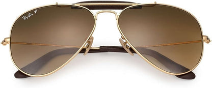 Ray-Ban RB3422Q 001M2 Sunglasses 58mm Gold / Polarized Brown Gradient Lens