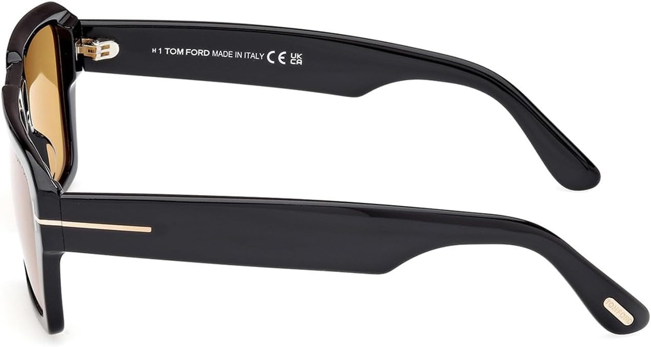 Tom Ford Redford FT1153 01E Pilot Sunglasses 56mm Shiny Black / Brown Lens