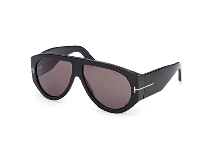 Tom Ford Bronson FT1044 01A Aviator Sunglasses 60mm Shiny Black / Smoke Lens