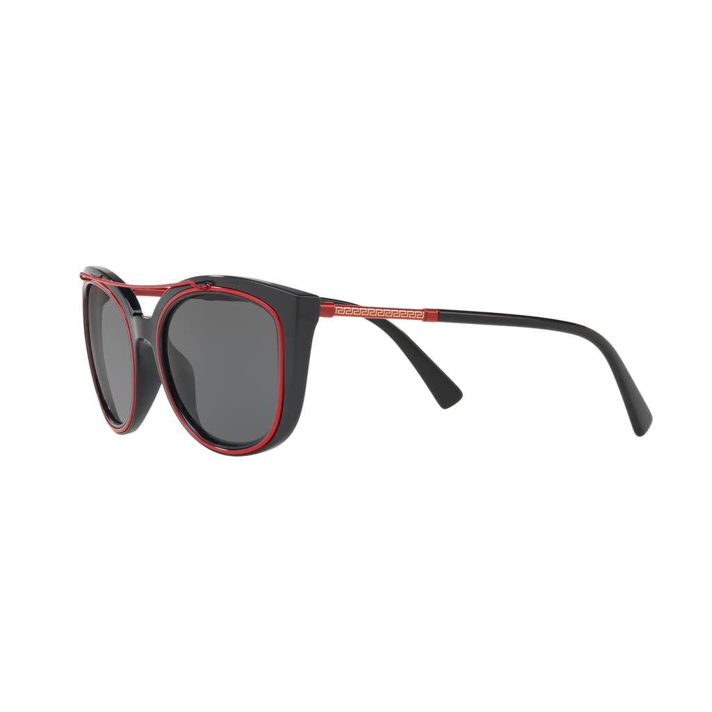 Versace VE4336-5255/87 56mm Cat Eye Sunglasses Black-Red / Grey Lens