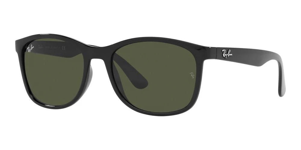 Ray-Ban RB4374 601/31 Sunglasses 56mm Black / Green Solid Lens