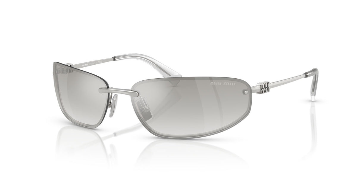 Miu Miu MU A50S 1BC8H1 Oval Sunglasses Silver / Clear Silver Gradient Lens