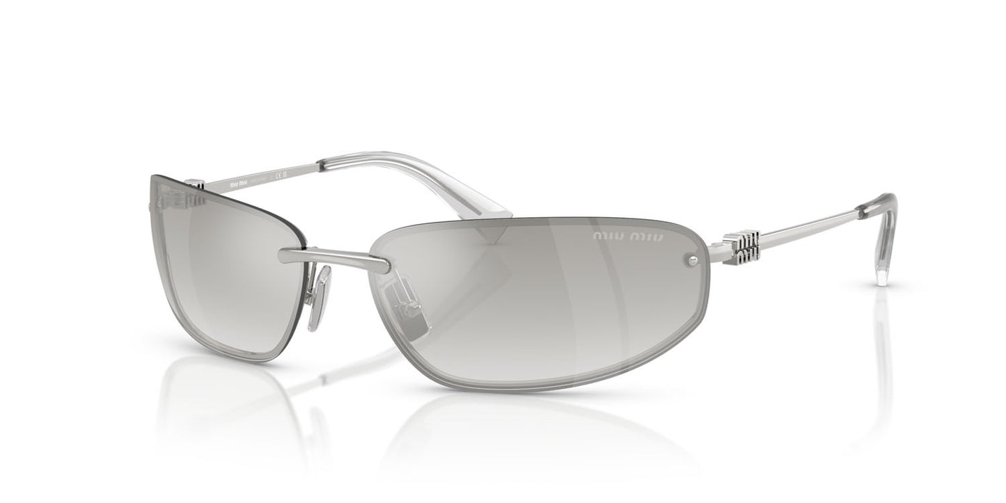 Miu Miu MU A50S 1BC8H1 Oval Sunglasses Silver / Clear Silver Gradient Lens