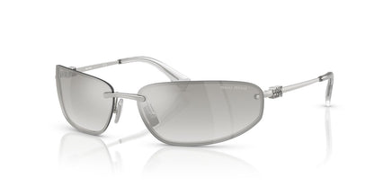 Miu Miu MU A50S 1BC8H1 Oval Sunglasses Silver / Clear Silver Gradient Lens