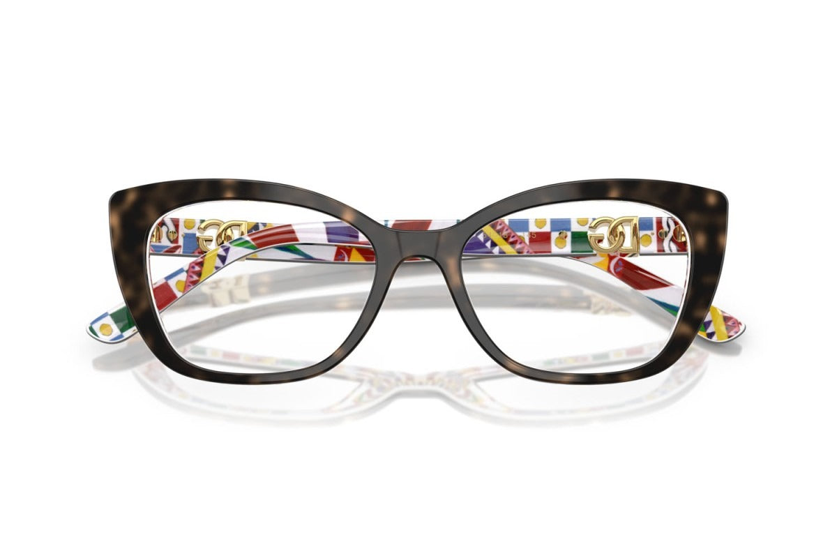 Dolce & Gabbana DG3398 3217 Eyeglasses 54mm Havana on Cart Print / Demo Lens