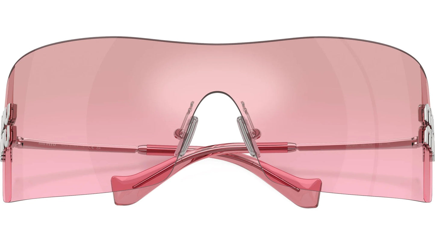 Miu Miu MU B53S 1BC70Y Sunglasses Silver / Pink Mirror Silver Gradient Lens