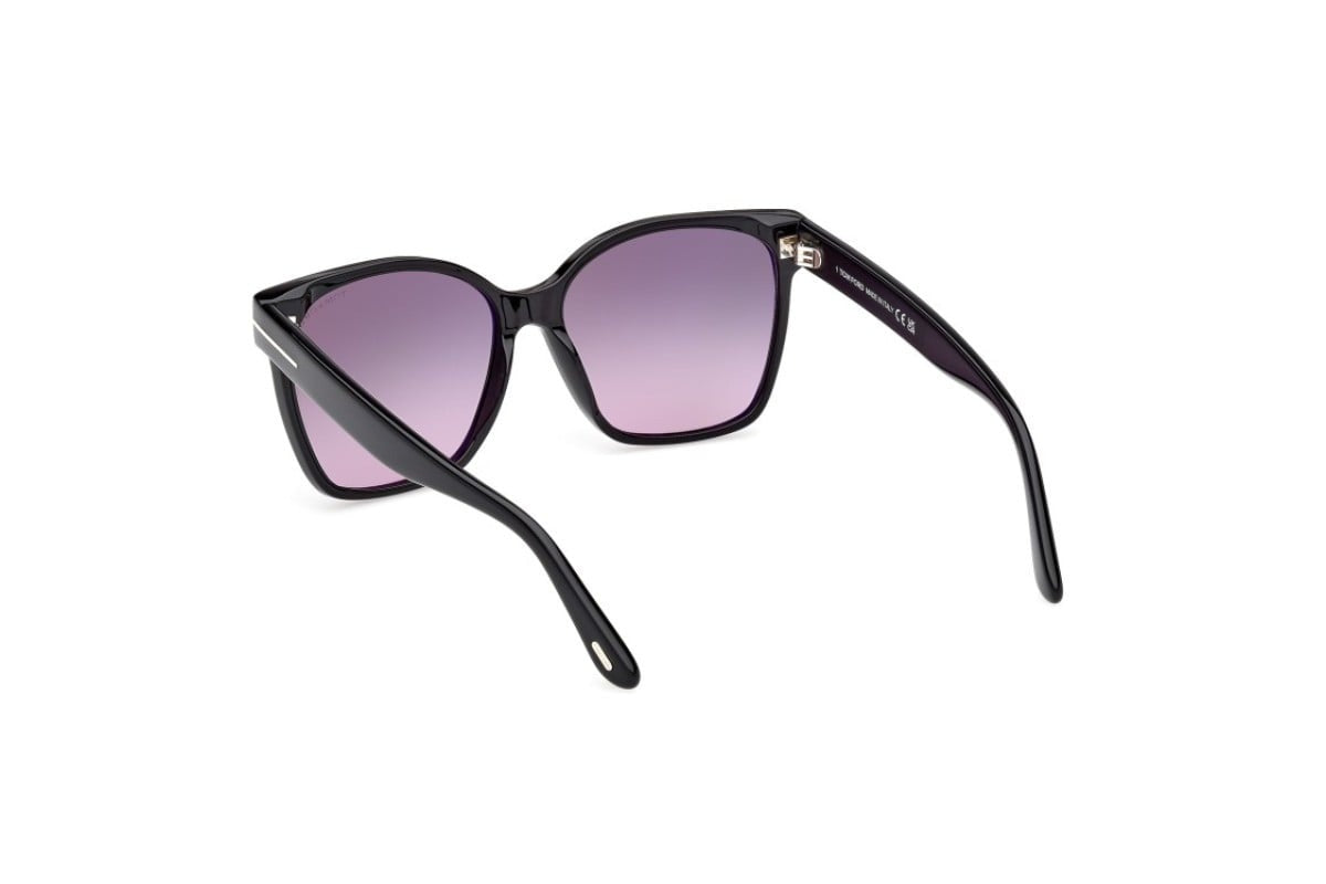 Tom Ford Iris Sunglasses FT 1312 01B 56mm Shiny Black / Fumo Gradient Lens