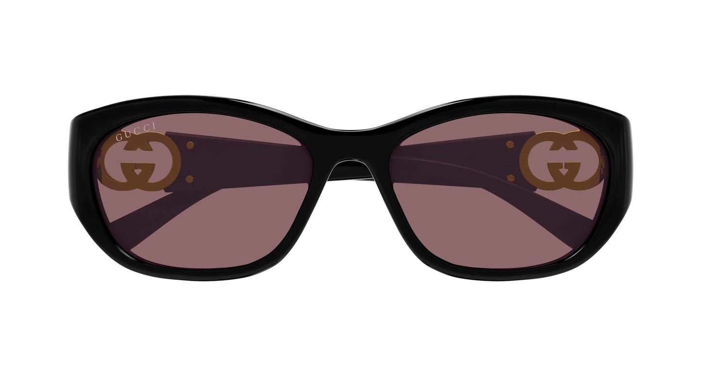 Gucci GG1826SK 007 Oval Sunglasses 57mm Black / Red Solid Lens