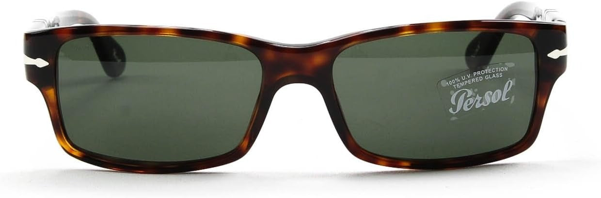 Persol PO2803/S 24/31 Rectangle Sunglasses 58mm Havana / Green Lens