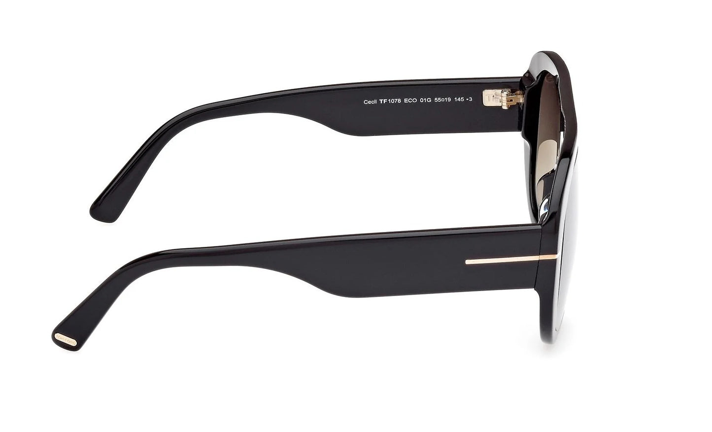 Tom Ford Cecil FT1078S 01G Sunglasses 55mm Black / Brown Mirror Lens