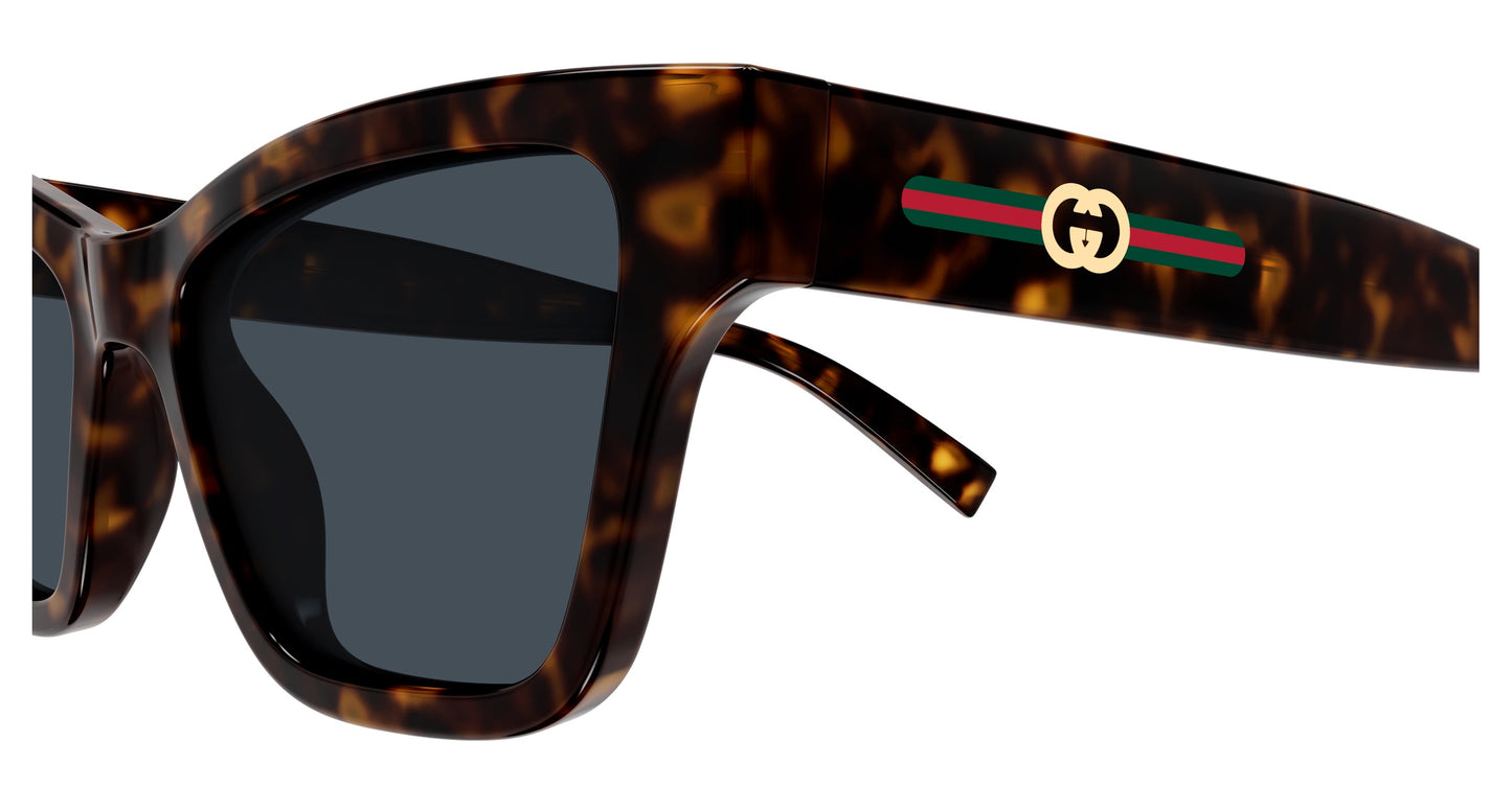 Gucci GG1982S 002 Cat-Eye Sunglasses 53mm Havana / Blue Solid Lens