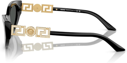 Versace VE4470B GB1/87 Cat Eye Sunglasses 56mm Black / Dark Grey Lens