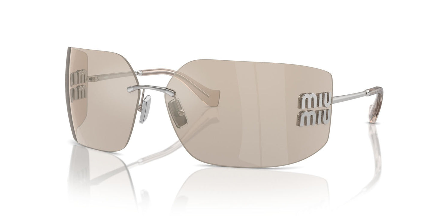 Miu Miu MU54YS 1BC10F Sunglasses Silver / Ivory Mirror Lens