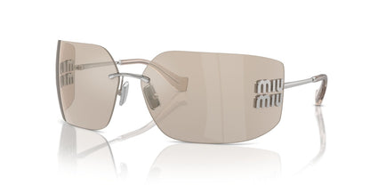 Miu Miu MU54YS 1BC10F Sunglasses Silver / Ivory Mirror Lens