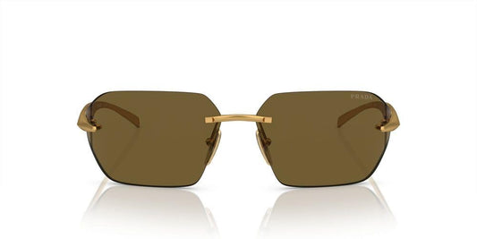 Prada Sunglasses PRA55S 15N01T 71mm Yellow Gold / Dark Brown Lens