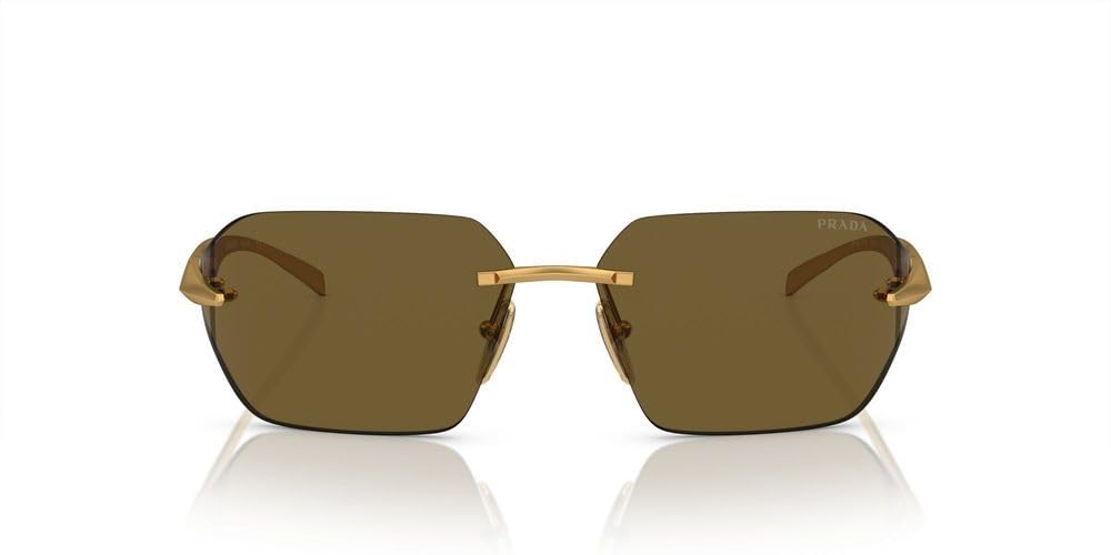 Prada Sunglasses PRA55S 15N01T 71mm Yellow Gold / Dark Brown Lens