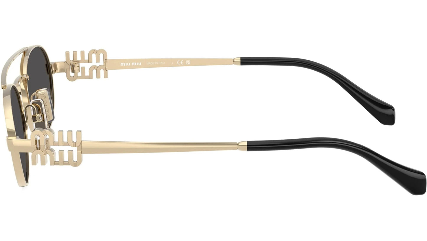 Miu Miu MU 54ZS ZVN 08Z Oval Sunglasses 53mm Gold / Dark Grey Lens