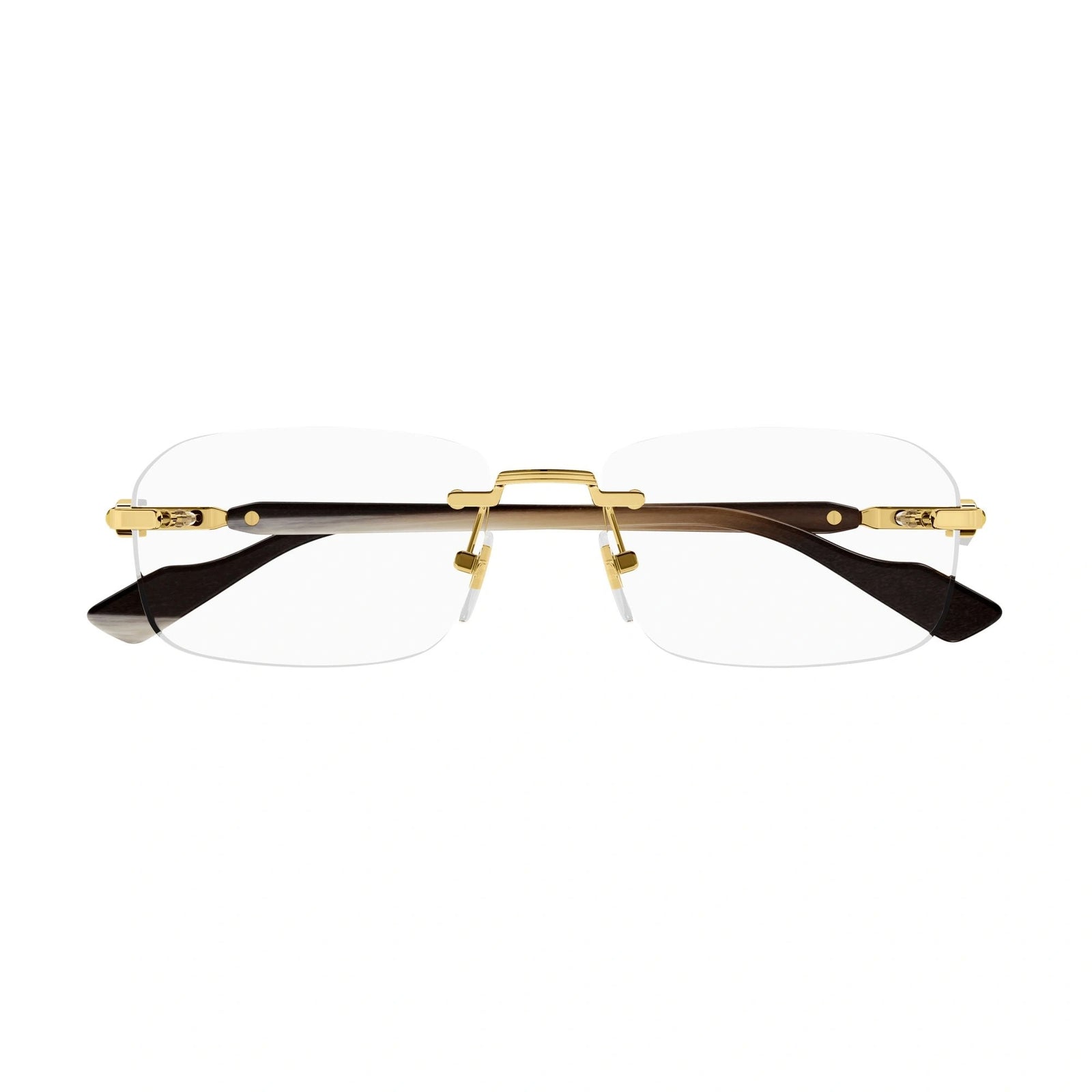 Gucci Eyeglasses GG1221O 002 56mm Gold-Brown Horn / Demo Lens
