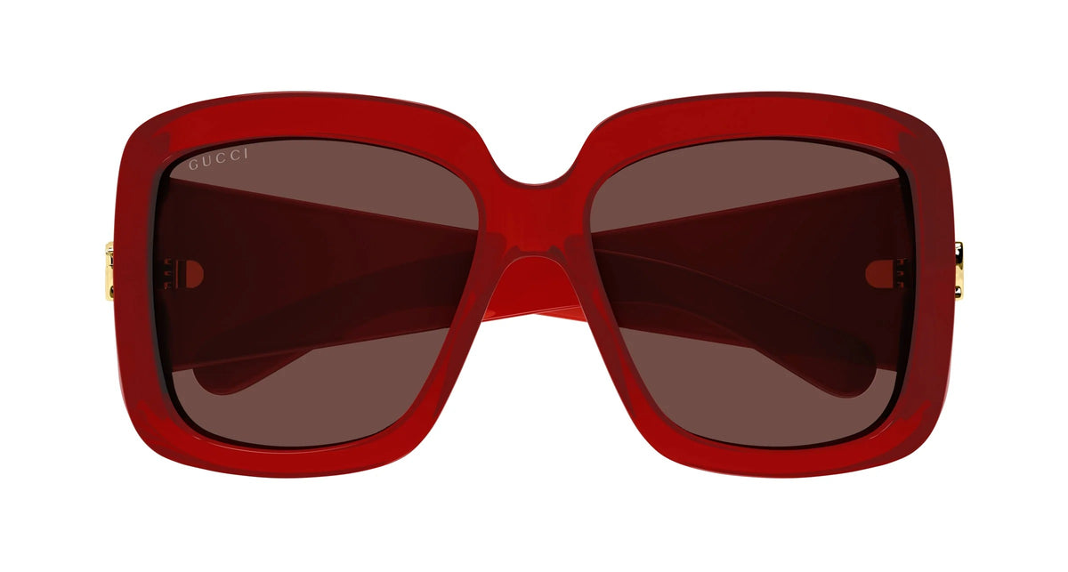 Gucci GG1402S 003 Sunglasses Square 55mm Red / Brown Lens